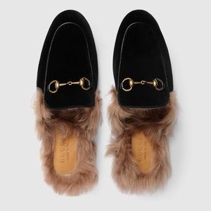 Gucci Princeton Velvet Fur Loafers